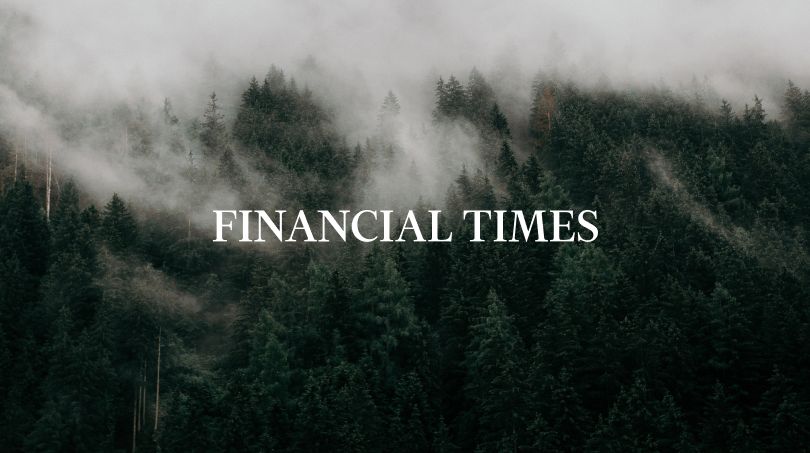 The words 'Financial times' written with a forest in the background. 